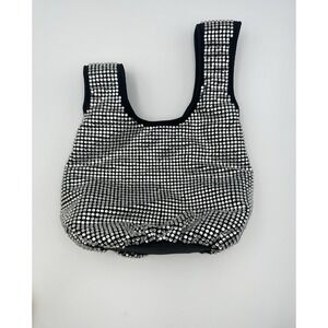 J.Crew‎ Crystal Embellished Handbag Black Satin Looped Handle Oblong NWT